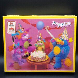 Vintage 1986 Popples Plush Party Time Jigsaw Puzzle:80 pcs - COMPLETE, Whimsical
